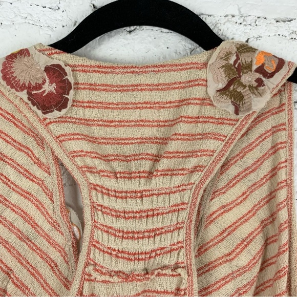 Free People Striped Frida Tank Top Floral Embroidered XS - Picture 8 of 10